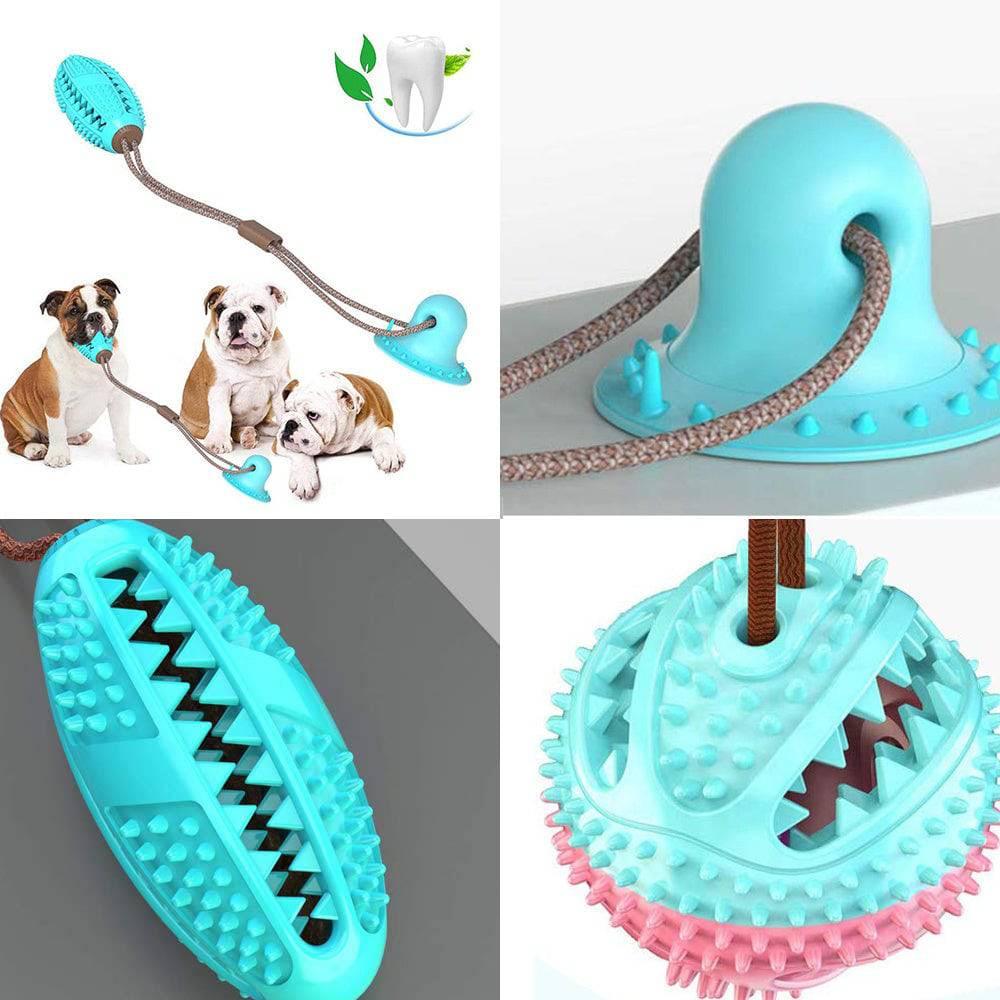 Dog Toys Silicon Suction Cup Tug Interactive Dog Ball Toy For Pet Chew Bite Tooth Cleaning Toothbrush Feeding Pet Supplies - Skippy Dogs