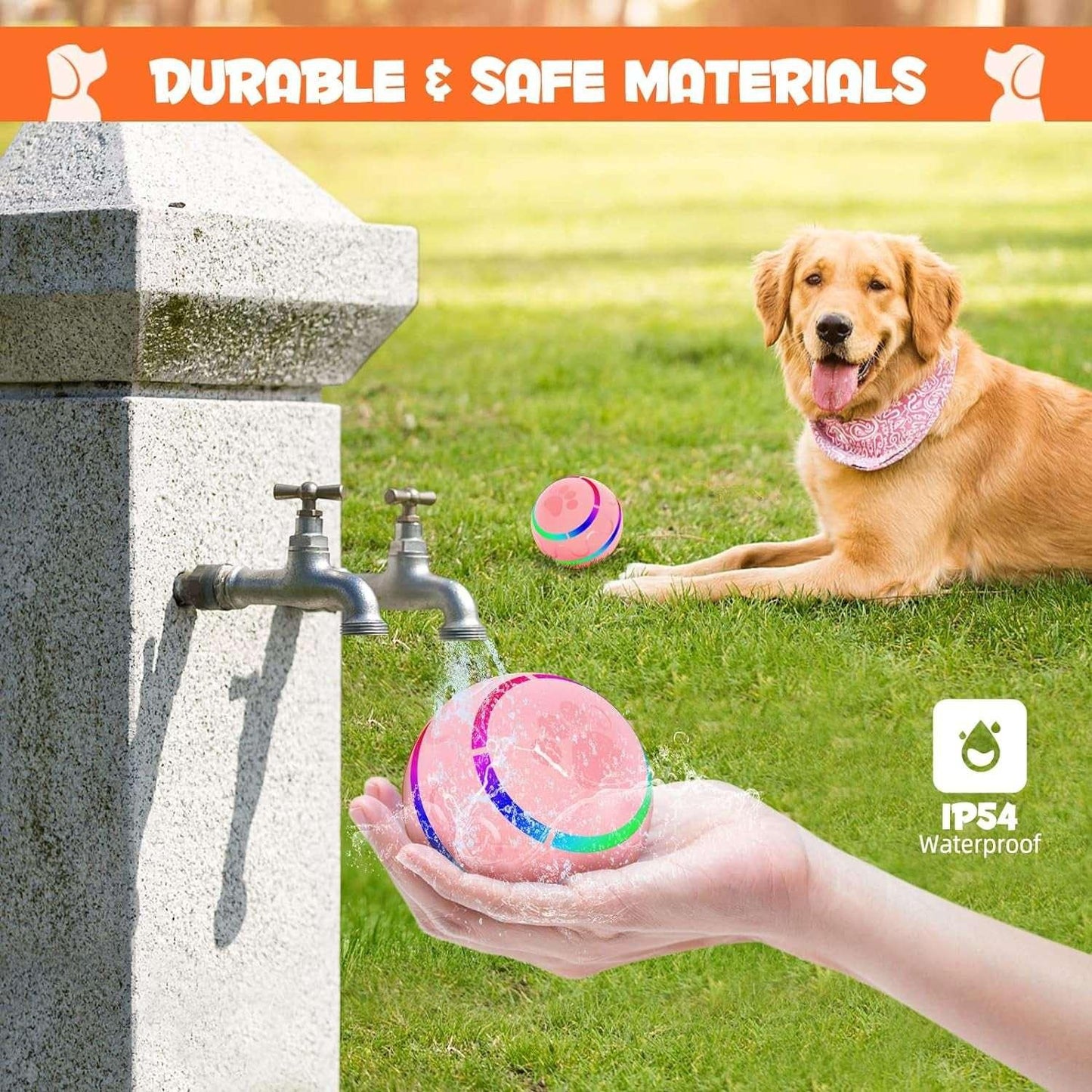Peppy Pet Ball for Dogs, Interactive Dog Toy Durable Automatic Rolling Ball with Led Flash Lights for Small Medium Dogs Breed, Wicked Ball with Motion Activat Bpa - Free USB Rechargeable - Skippy Dogs