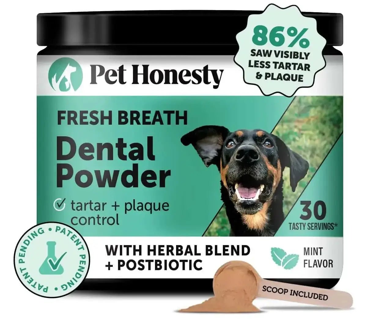 Pet Honesty Dog Breath Freshener Dental Powder for Teeth Cleaning.