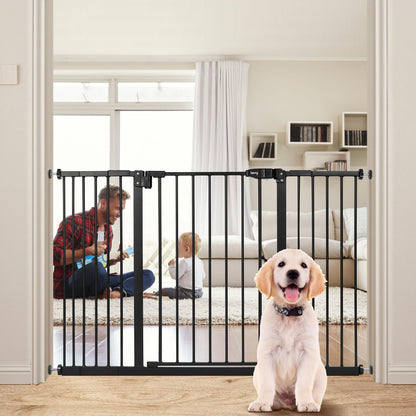 keny 29"-42.5" Baby Gate for Stairs, Auto Close Safety Dog Gate, Pressure Mounted Easy Walk Through Pet Gate for Doorways, Durable Stair Gate, 30" Tall, White