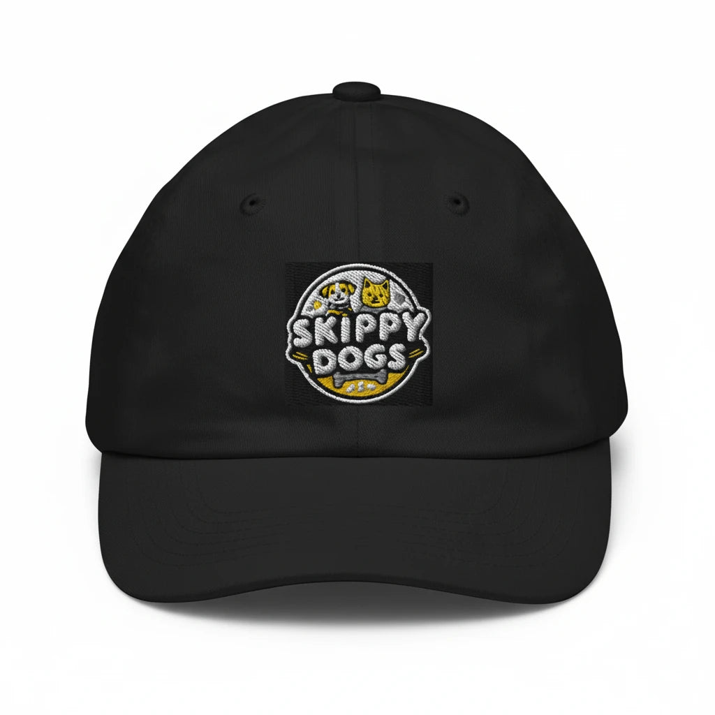 Skippy Dogs Brand Cap featuring logo, stylish and breathable, perfect for outdoor activities and keeping cool. Ideal for pet lovers.