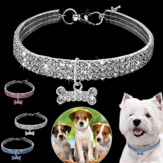 Bling Rhinestone Dog Collar Crystal Puppy Chihuahua Pet Dog Collars Leash For Small Medium Dogs Cats - Skippy Dogs