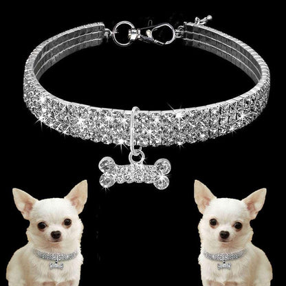 Bling Rhinestone Dog Collar Crystal Puppy Chihuahua Pet Dog Collars Leash For Small Medium Dogs Cats - Skippy Dogs