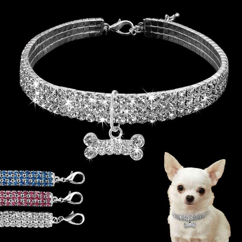 Bling Rhinestone Dog Collar Crystal Puppy Chihuahua Pet Dog Collars Leash For Small Medium Dogs Cats - Skippy Dogs