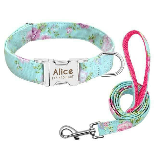Small Large Dog Traction Rope Collar Bell Dog Tag Custom.