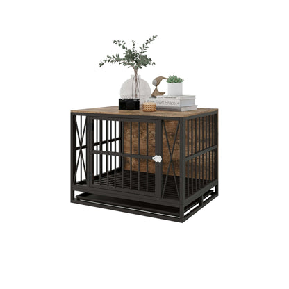 Dog Crate Furniture- Duty Dog Cage End Table, Rustic Brown.