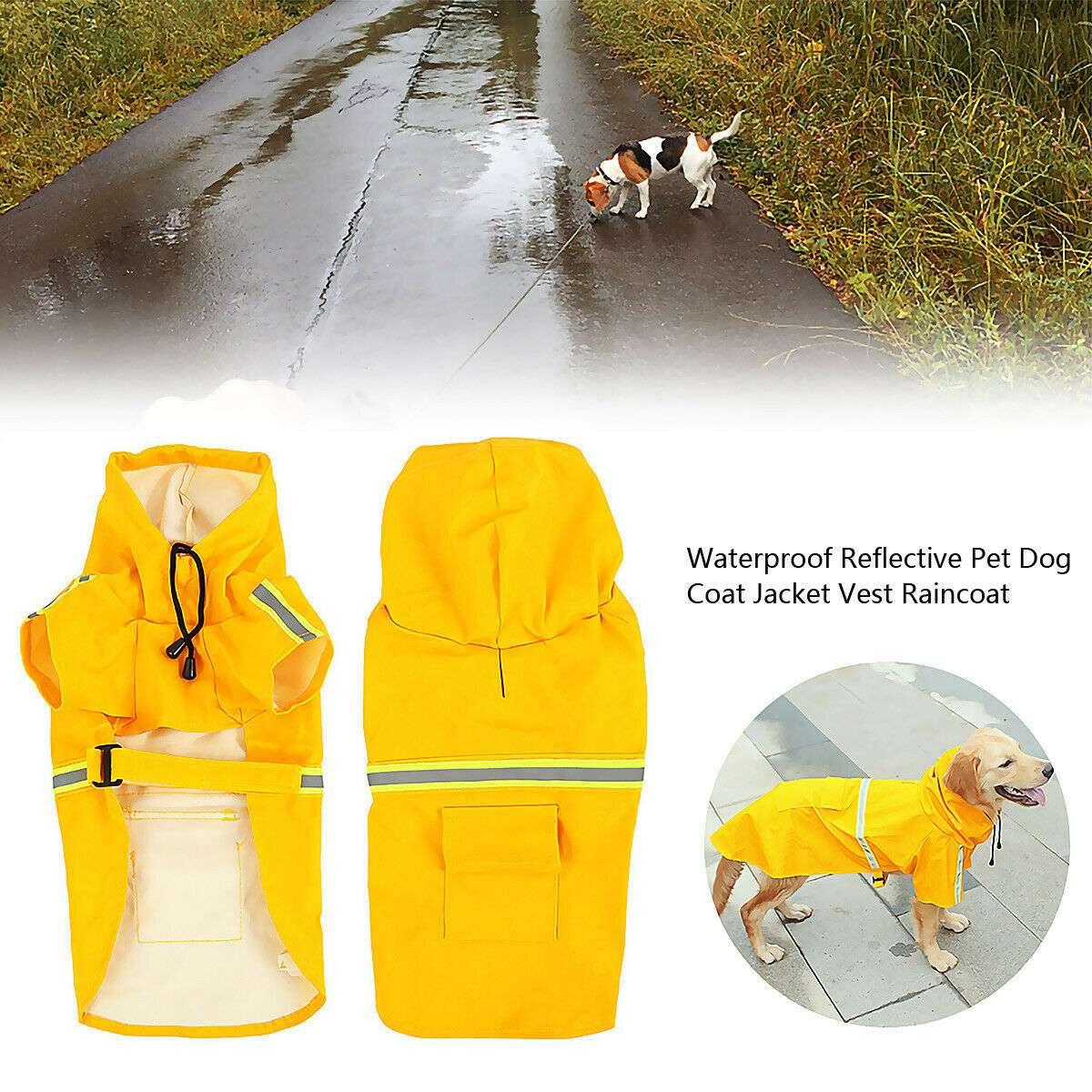 Dog Raincoat,Waterproof Dog Rain Jacket With Safety Reflective Stripe,Hooded Slicker Dachshund Doggy Dog Poncho With Leash For Dogs And Puppies - Skippy Dogs