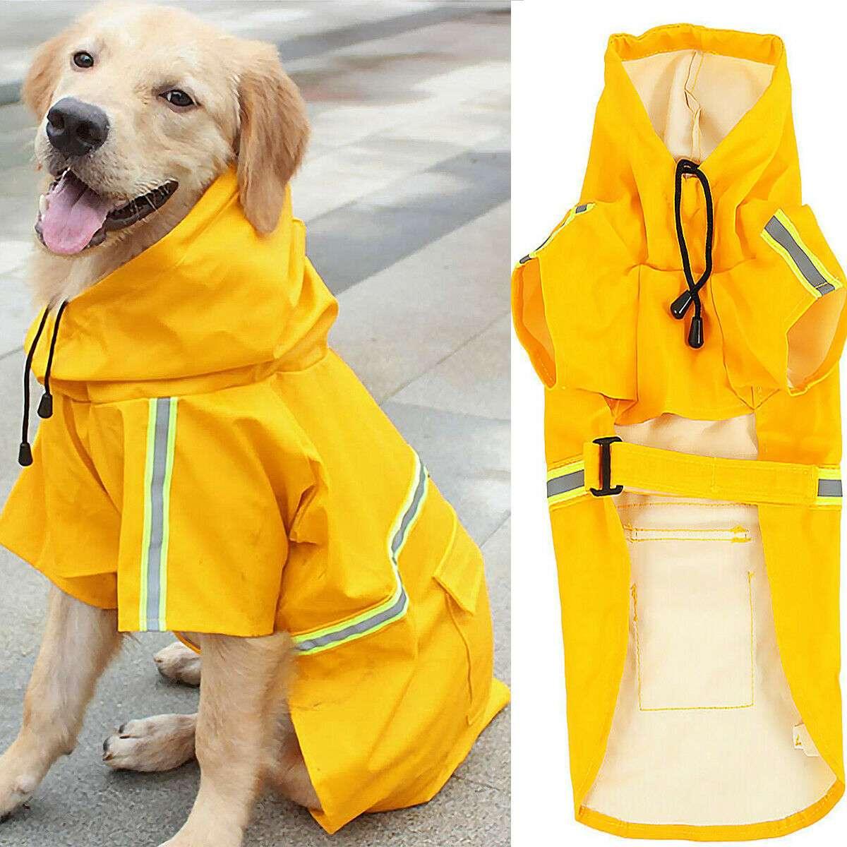 Dog Raincoat,Waterproof Dog Rain Jacket With Safety Reflective Stripe,Hooded Slicker Dachshund Doggy Dog Poncho With Leash For Dogs And Puppies - Skippy Dogs