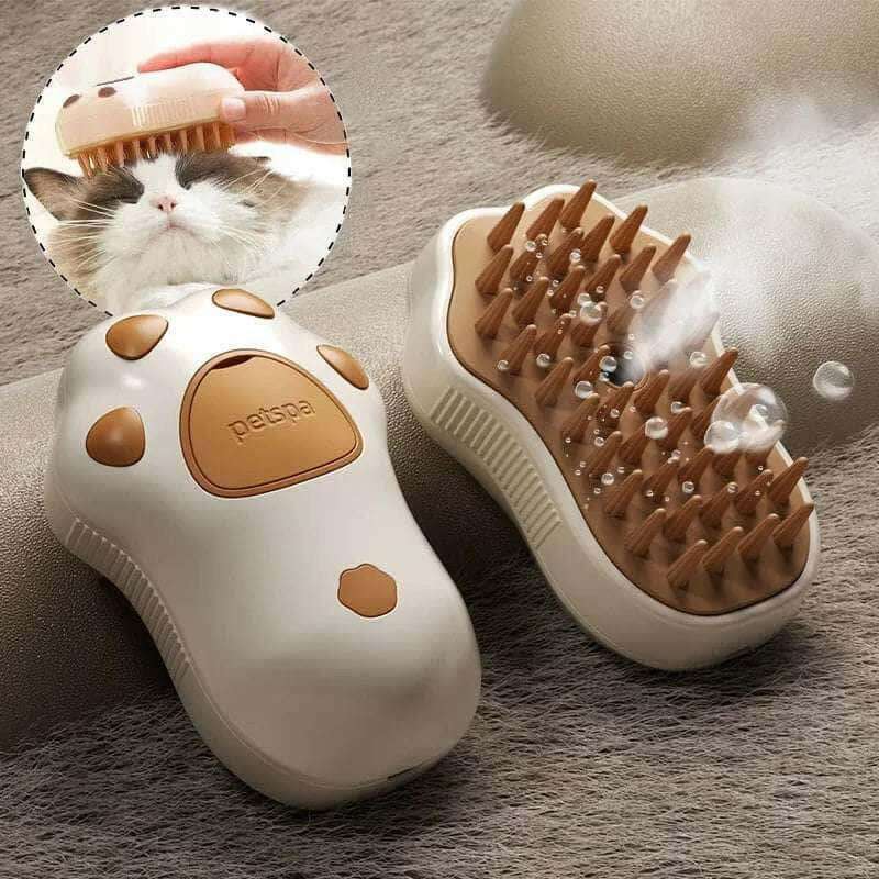 Electric Cat Steam Brush – 3-In-1 Pet Grooming Comb.