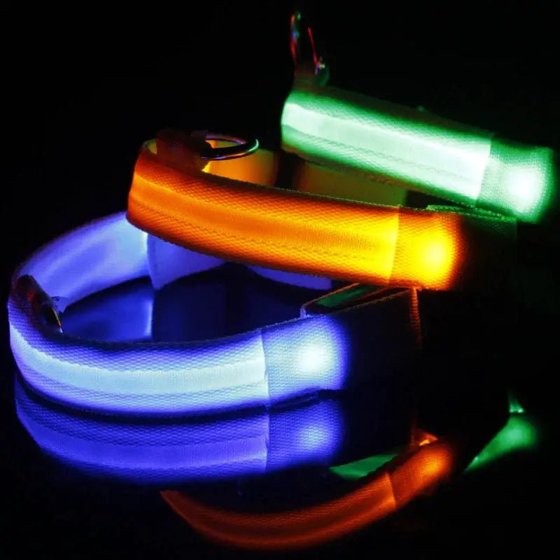 Adjustable LED Dog Collar Blinking Flashing Light Waterproof.