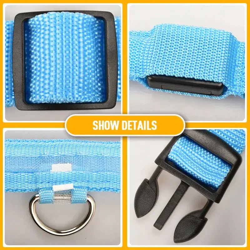 Adjustable LED Dog Collar Blinking Flashing Light Waterproof.