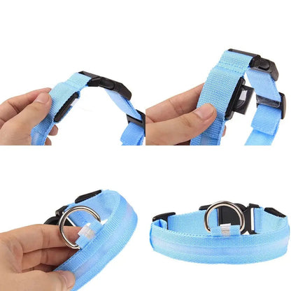 Adjustable LED Dog Collar Blinking Flashing Light Waterproof.