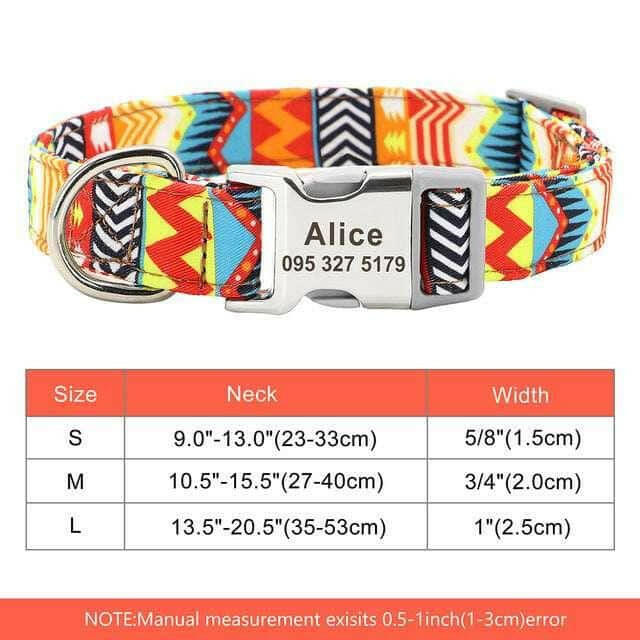 Nylon Pet Dog Collar Colorful Prints.