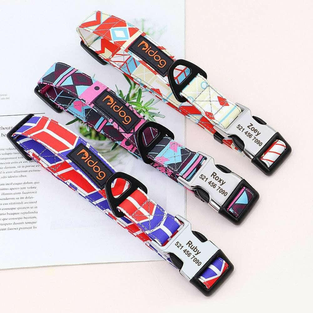 Nylon Pet Dog Collar Colorful Prints.