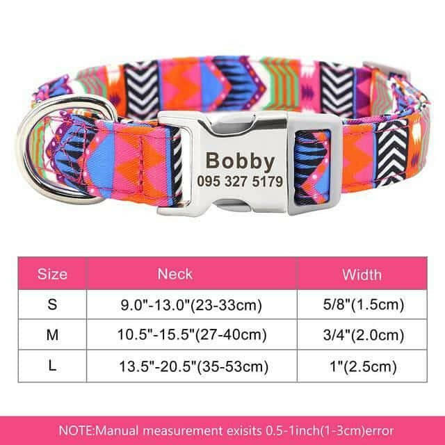 Nylon Pet Dog Collar Colorful Prints.