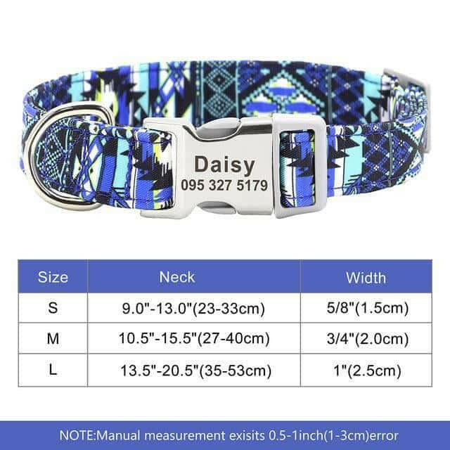Nylon Pet Dog Collar Colorful Prints.