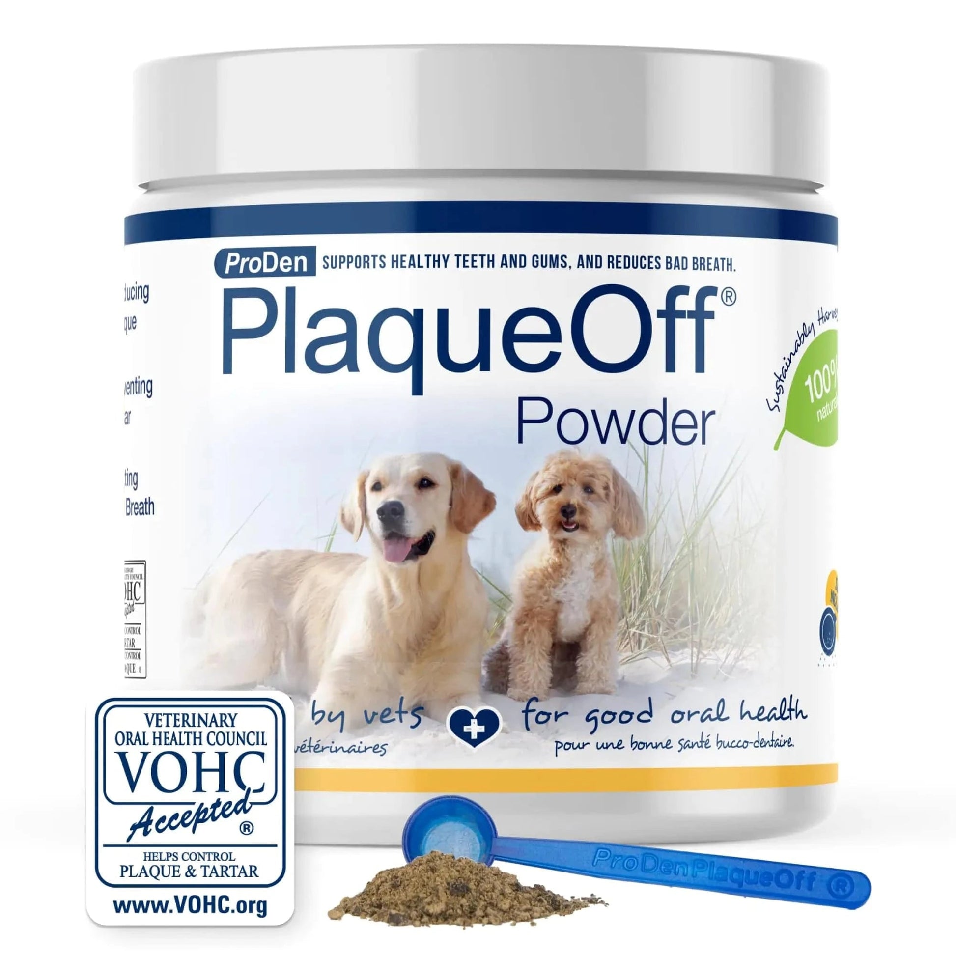 ProDen PlaqueOff Powder for Dogs & Cats - Pet Dental Care Supplement for Teeth Cleaning & Oral Health - Dog Breath Freshener & Plaque Remover - 180 g - Skippy Dogs