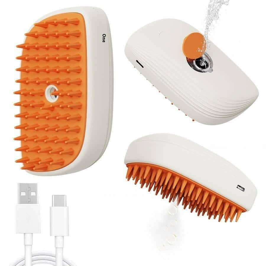 Steam Brush Spray & Massage Comb for Pet Grooming (USB).
