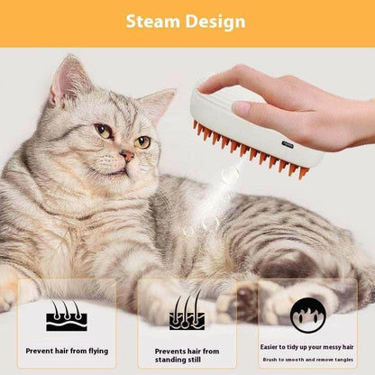 Steam Brush Spray & Massage Comb for Pet Grooming (USB).