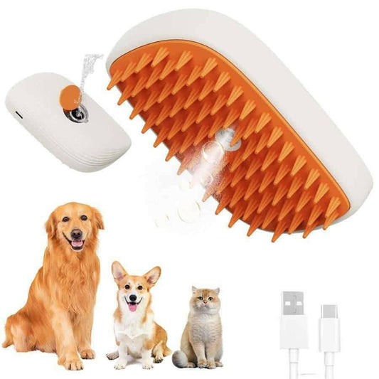 Steam Brush Spray & Massage Comb for Pet Grooming (USB).